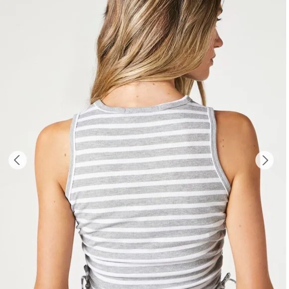 FADED ROSE SLEEVELESSStriped side Drawstring Tank Top - Picture 3 of 16